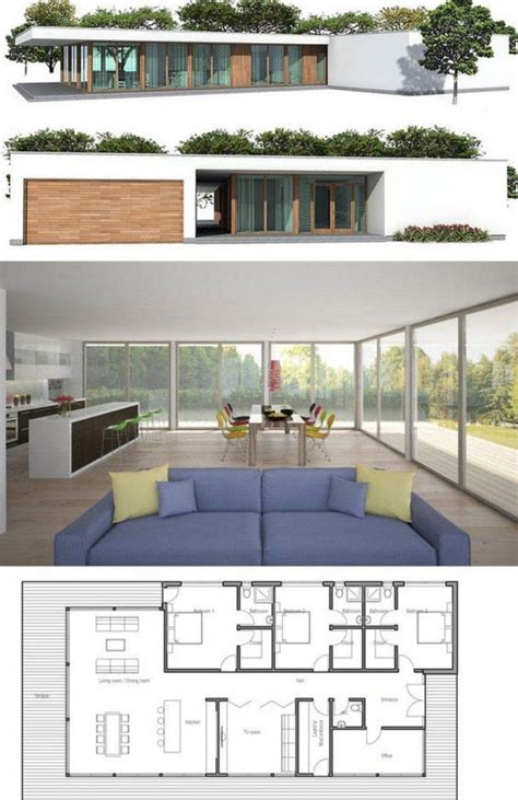 modern house floor plan  large windows