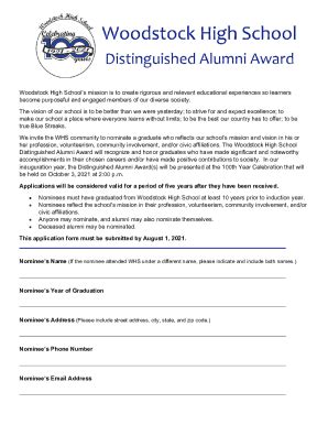 Fillable Online Whs Distinguished Alumni Paper Form Docx Fax Email