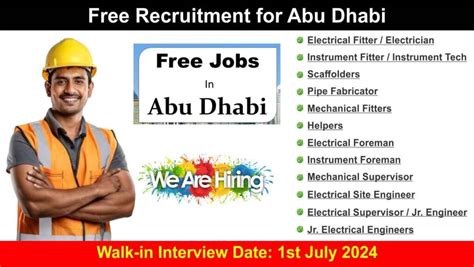 Free Recruitment For Abu Dhabi Walk In Interview For Multiple