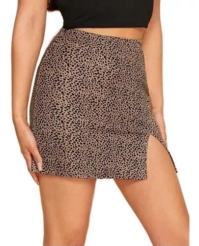 Mini Falda Sexy Corta Con Abertura Estampado Lunares MercadoLibre