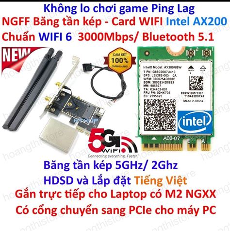 Combo Adapter Chuyển đổi Và Card Wifi Intel Ax200 802 11ax 2400mbps Wi Fi 6 Bluetooth 5 0