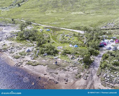 Aerial View of the Wild Camping Area at Loch Etive Editorial Stock ...