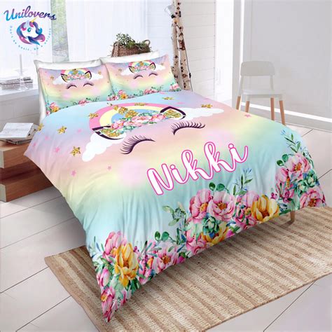 Personalized Custom Sparkling Star Unicorn Bedding Set Unilovers