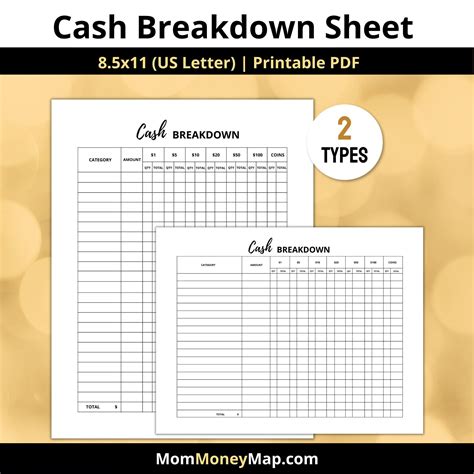 Cash Breakdown Sheet Printable Pdf Money Breakdown Form By