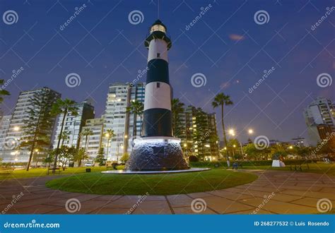 Lima Peru Lighthouse Tower Faro La Marina Landmark Miraflores Stock