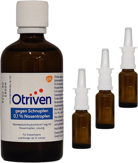 OTRIVEN Gegen Schnupfen 100 Ml Mit 3 Leeren Nasenspray Flaschen Zum