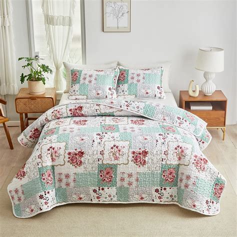 Amazon Uozzi Bedding Piece Floral Patchwork Quilt Set King Size