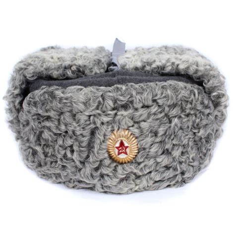 Ushanka Di Pelliccia Di Astrakan Grigio Dell Esercito Sovietico