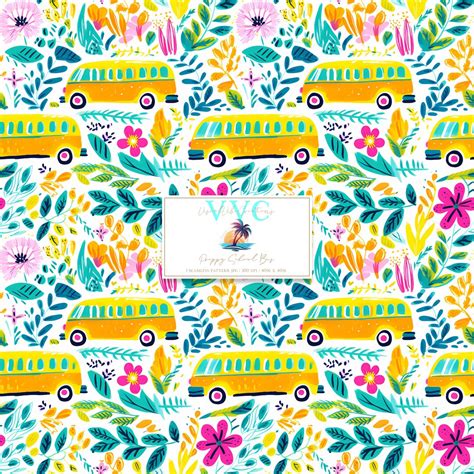 Preppy School Bus Digital Paper 1 Seamless Pattern For Scrapbook Paper