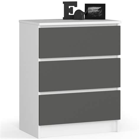 Akord Commode K Blanche Cm Tiroirs Couleur Gris Graphite Mat