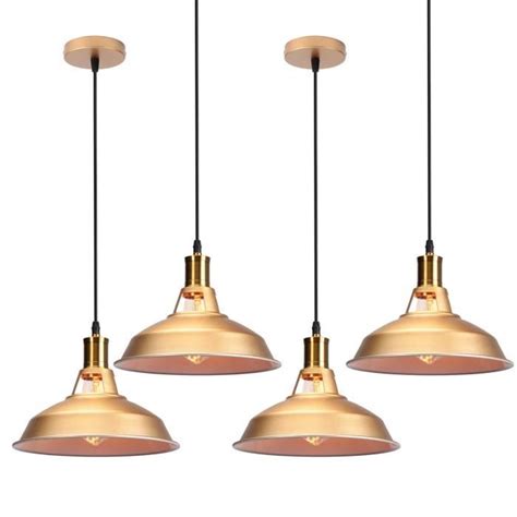 UNI Lot de 4 Lustre Suspension Industrielle Rétro Plafonnier en Fer