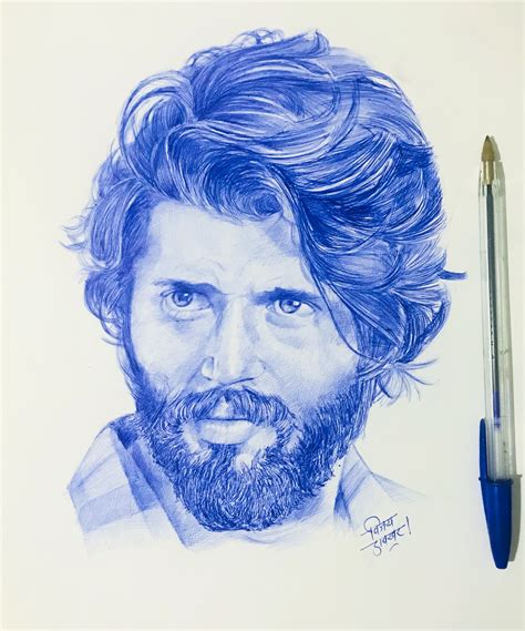 Vijay Devarkonda Art Ballpointpen Art Drawing Sketch Portrait Eyes