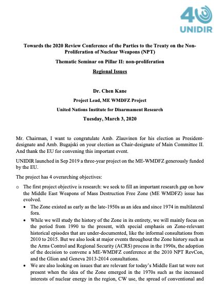 Towards The 2020 Review Conference Of The Parties To The Treaty On The