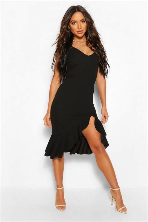 Womens Strappy Frill Hem Midi Dress Boohoo Uk