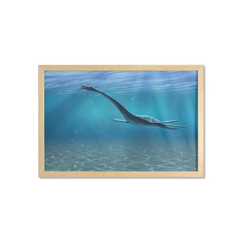 Jurassic Wall Art With Frame Aquatic Dinosaur The Elasmosaurus Lived