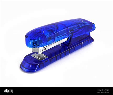 Blue Stapler Isolated On White Background It Is An Office Tool For