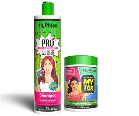 Kit Redutor de volume Mytox 1Kg Shampoo Pré Tratamento 1L MyPhios