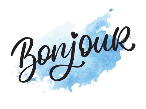 Bonjour Paris Phrase Vector Lettering Calligraphy Brush Chalkboard