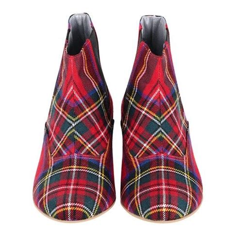 Wedge Heel Tartan Ankle Boots Tartan Shoes Boots Tartan Fashion