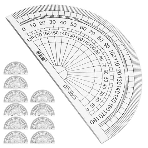 Angoily Pcs Clear Plastic Protractor Math Protractor Degrees