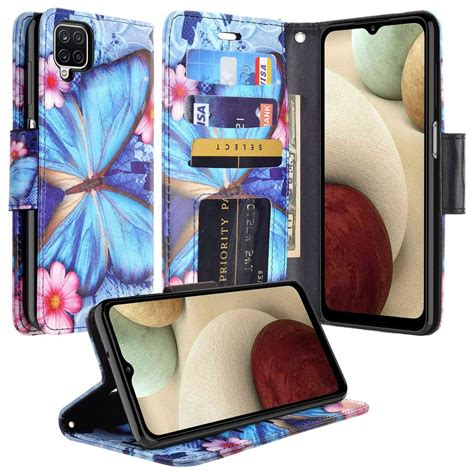 Case for Samsung Galaxy A12 Leather Flip Pouch Wallet Case Cover Folio ...