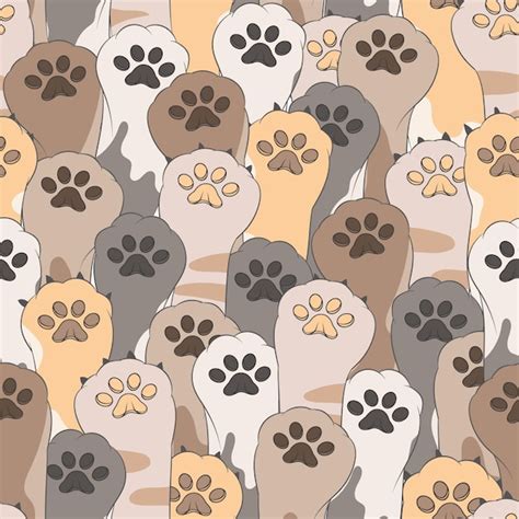 Premium Vector Seamless Pattern Kawaii Cute Cats Footprint For Card