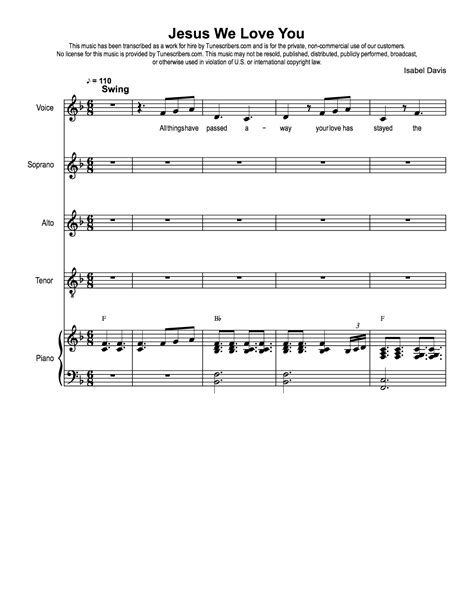 Tunescribers | Jesus We Love You | Sheet Music