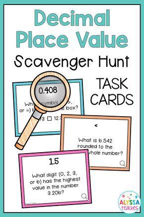 Decimal Place Value Scavenger Hunt Task Cards