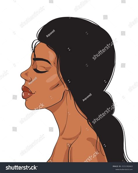 African American Woman Face Profile Isolated Stock Illustration