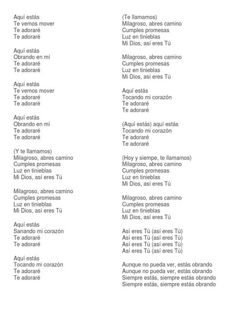 Letra Aquí Estás | PDF