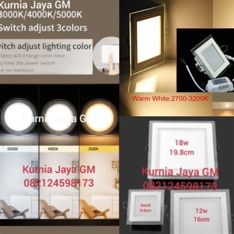 Jual LAMPU LED PANEL 3 WARNA DOWNLIGHT KACA 6W 12W 18W INBOW PANEL