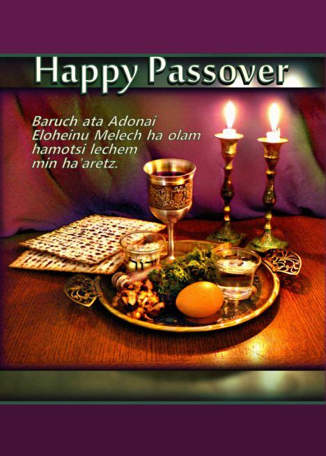 Happy Passover Hebrew Blessing With Seder Plate And Candlelight Card Artofit