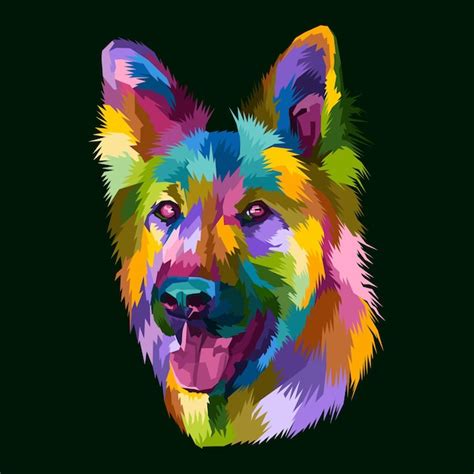 Bunter hund pop art porträt isoliert dekoration poster design Premium