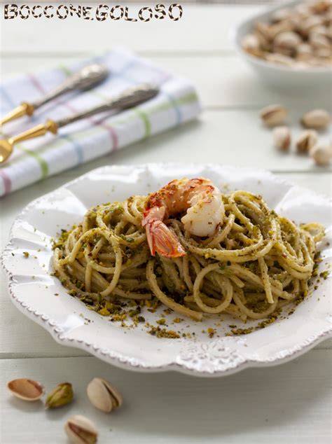 Spaghetti Gamberi E Pesto Di Pistacchi Boccone Goloso