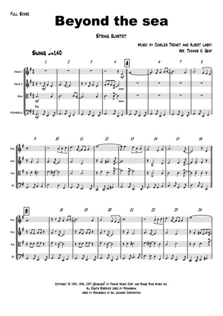 Beyond The Sea Arr Thomas H Graf By Bobby Darin Sheet Music For