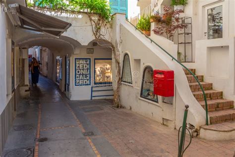 Capri, Italy, May 20, 2022: View of a Narrow Strret in the Old T ...