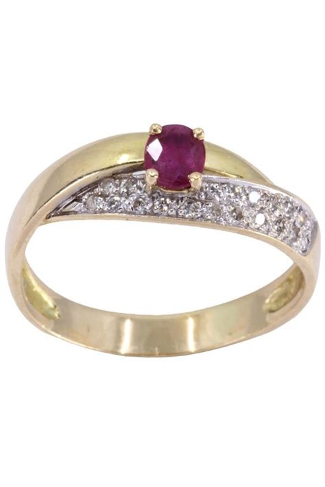 Bague Moderne Rubis Diamants Or 18k Occasion