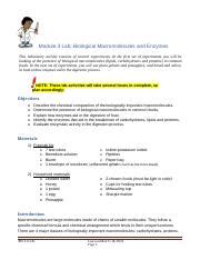 Exploration of Biological Macromolecules and Enzymes in Food Lab ... 