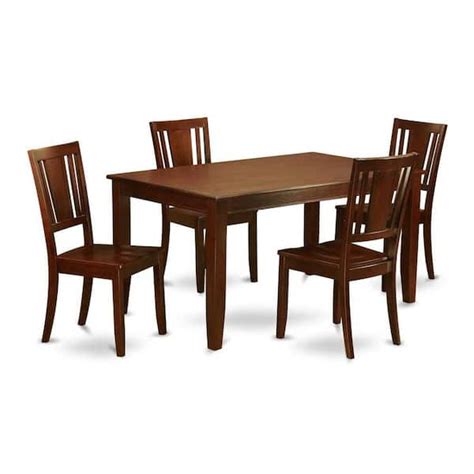 East West Furniture 5 Piece Rectangle Mahogany Finish Solid Wood Top