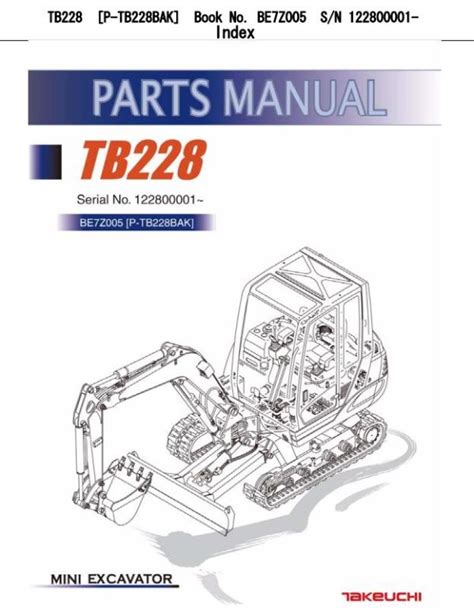 Takeuchi Excavator Tb Tb Tb Parts Workshop Operators Manual De