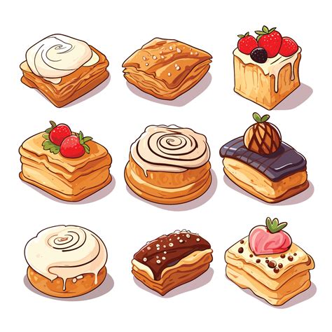 cakes and pastries 25949611 Vector Art at Vecteezy