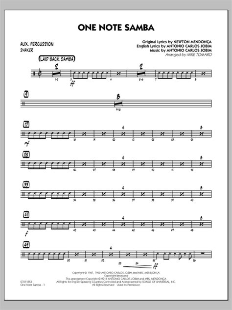 One Note Samba Aux Percussion By Mike Tomaro Sheet Music For Jazz Ensemble At Sheet Music Direct