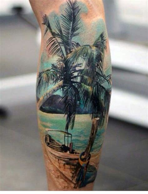 Fantastic Beach Scene Tattoos For Guys Tree Tattoo Men Palm Tattoos