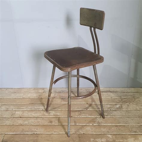 Pair of Vintage Industrial Metal MFG Stools | Tramps UK