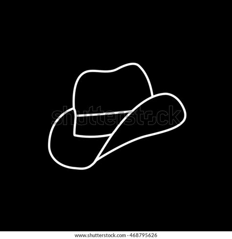 Outline Cowboy Hat Illustration Isolated Black Stock Vector (Royalty ...