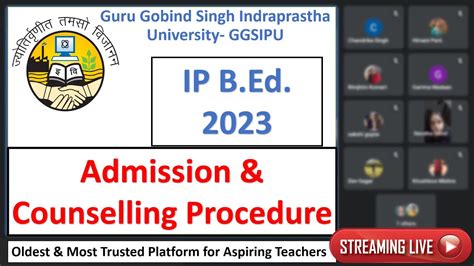 Ip B Ed 2023 Admission And Counselling Procedure Bed Ip University