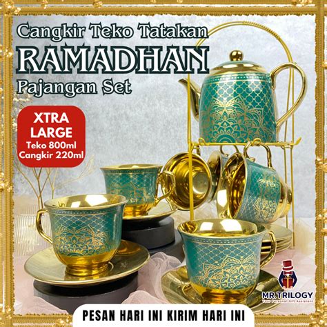 Jual Hampers Cangkir Set Teko Tatakan Ramadhan Pajangan Set Gelas