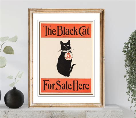 Black Cat Poster Advertisement Poster Print Cat Poster Retro Wall Art Print Digital Download