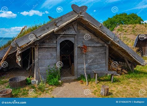 Wooden Huts At Foteviken Viking Museum In Sweden Stock Image Image Of