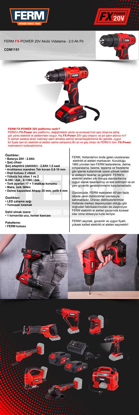 Ferm Fx-Power CDM1151 - 20V Akülü Vidalama - 2.0 Ah Li-Ion Fiyatı
